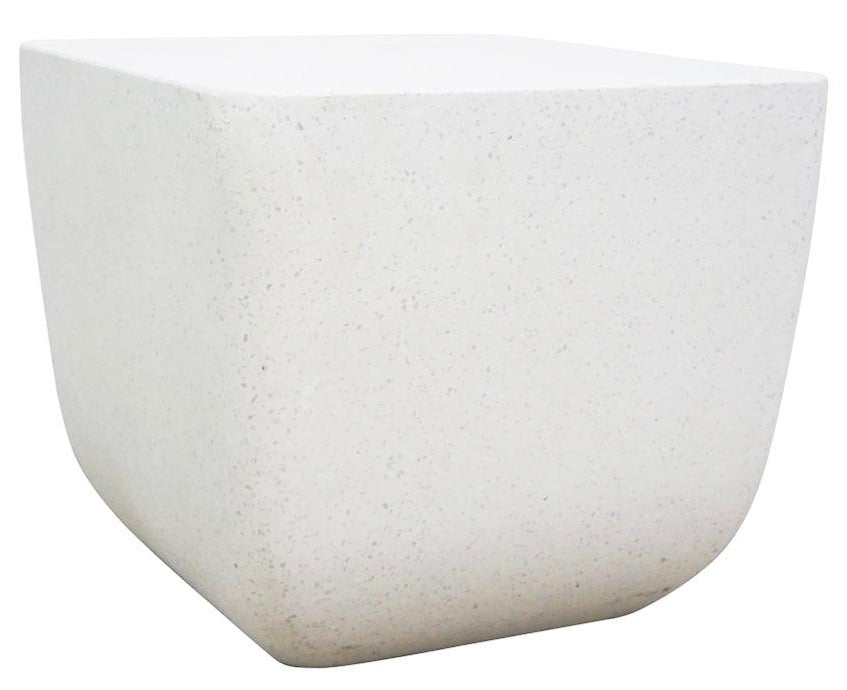Terrazzo Square Outdoor Side Table | White Stone