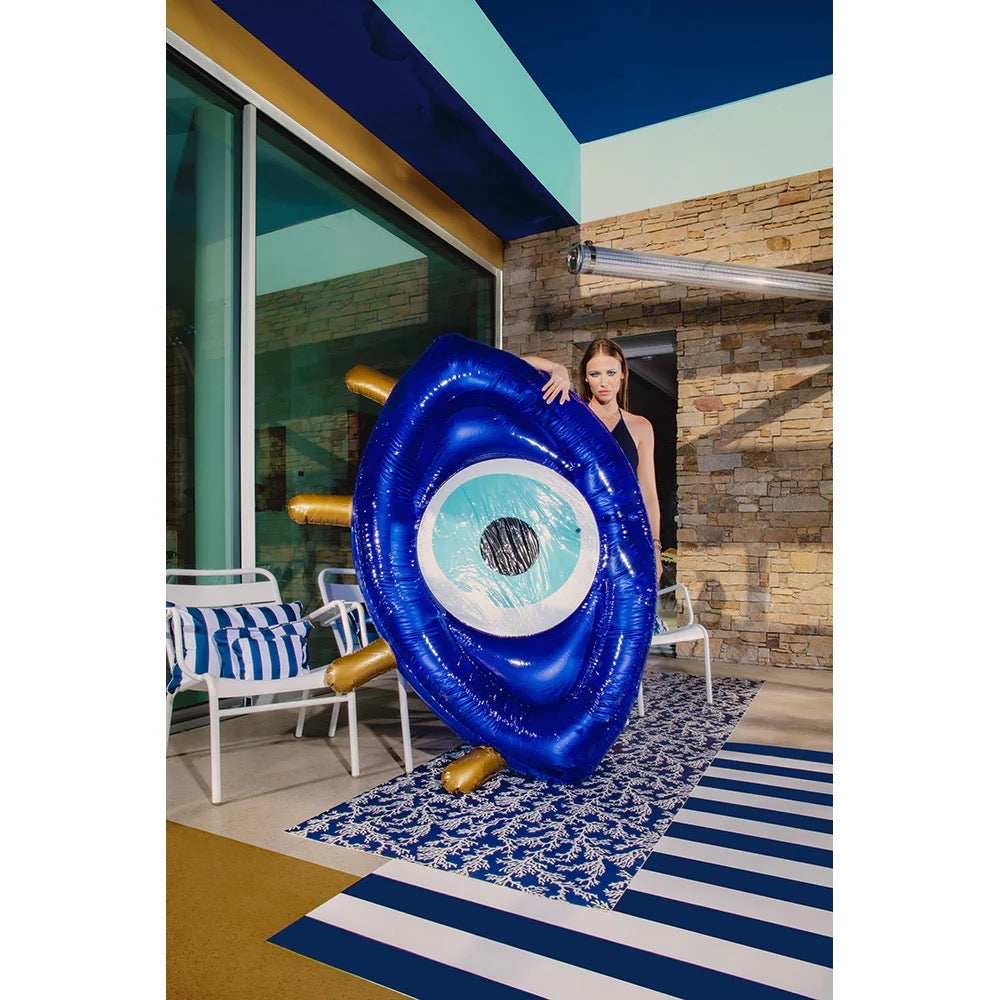 Kerio Vinyl Rug | Navy Blue and White