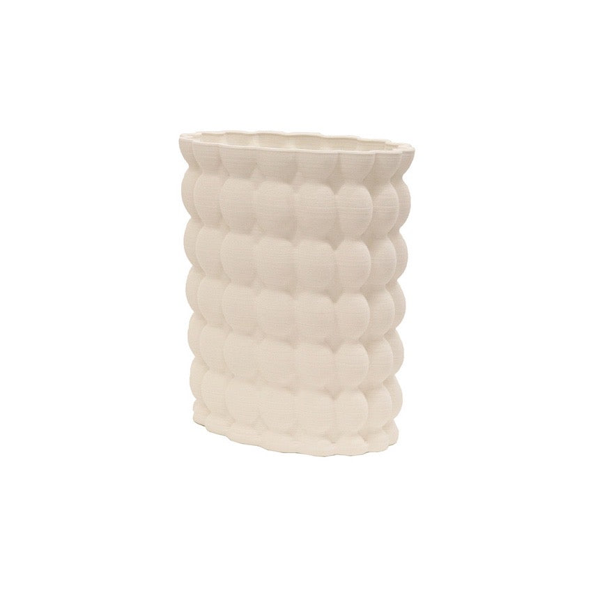 Puffed Textured Vase | White