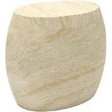 Travertine Oval Side Table | Indoor/Outdoor