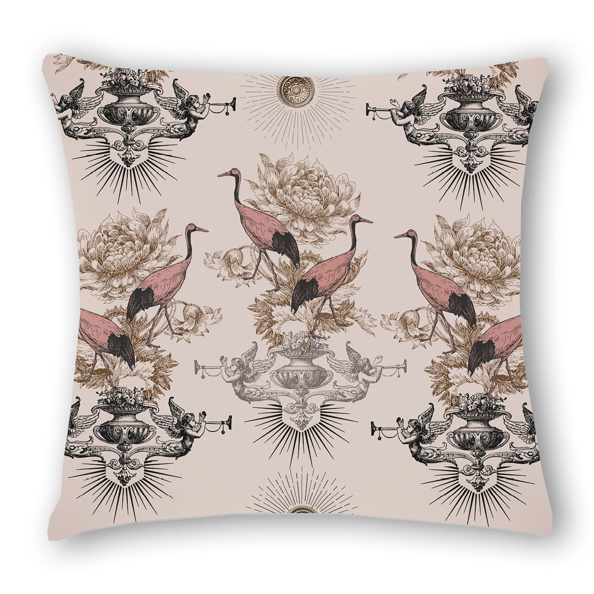 Imperial - Cranes - Blush - Cushion Cover