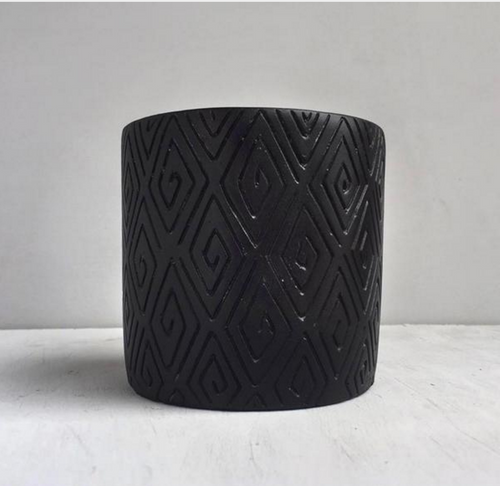 White Moose Concrete Planter - Black Aztec 13cm