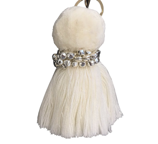 Langdon Bell Pom Pom Keyring - White
