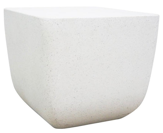 Terrazzo Square Outdoor Side Table | White Stone