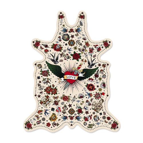 White Tattoo Vinyl Rug | Hide