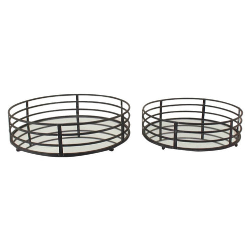 Dina Mirrored Trays | Set of 2 | Black