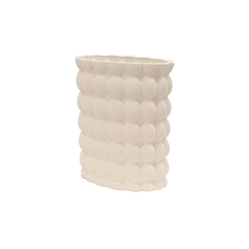 Puffed Textured Vase | White