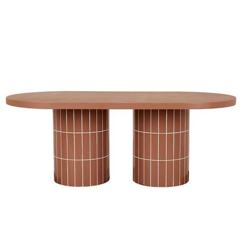 Seville Oval Dining Table | Burnt Red