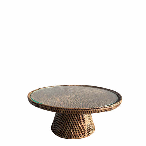 Rattan Stand | Large with Glass Plate