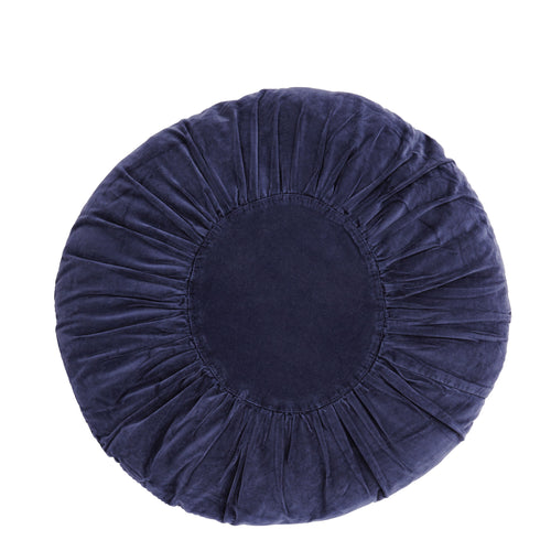 Madam Stoltz Cushion Velvet Round - Dark Blue