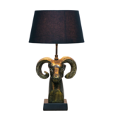 Bronze Ram Head Lamp Shade W/ Blk Shade