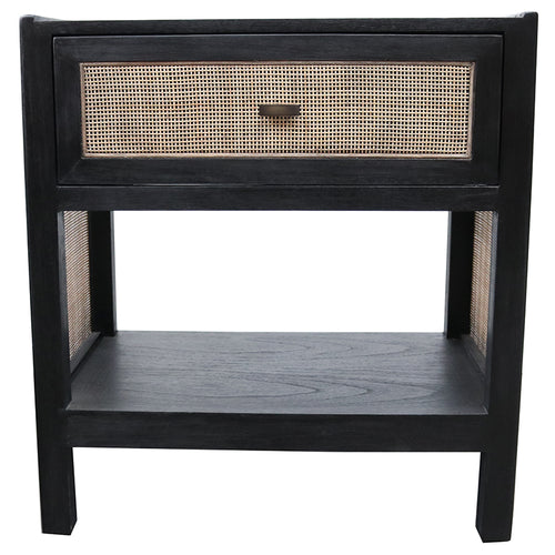 Lumsden One Drawer Side Table - Black - Rattan