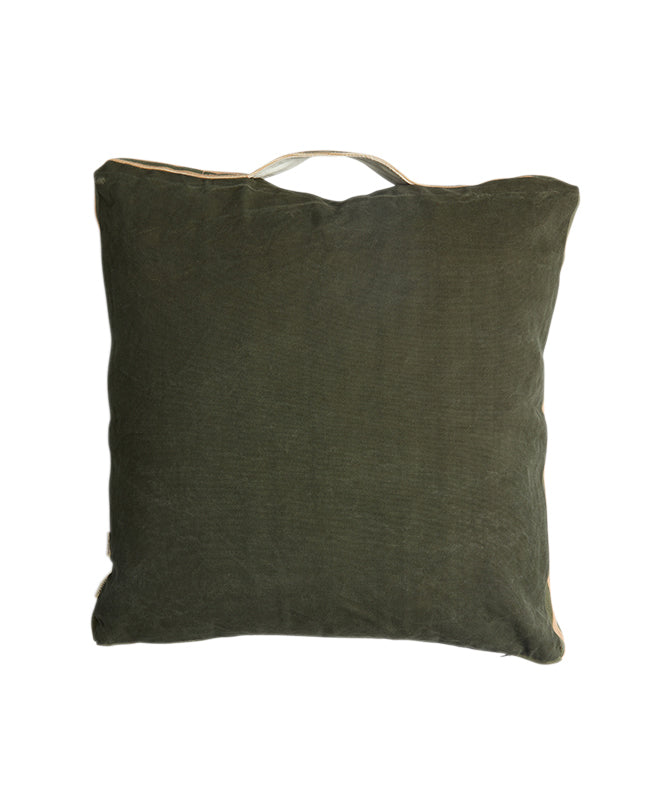 Pony Rider | Mr Slow Cushion Cover | Khaki with Olive/Pink Detail 55*55