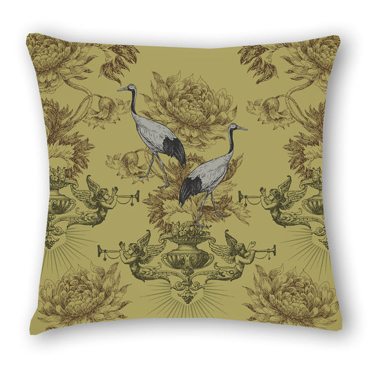 Imperial - Cranes - Saffron - Cushion Cover