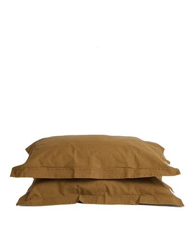 Pony Rider Organic Canvas King Pillowcase Cover Set of 2 - Toffee Brown