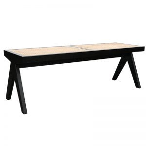 Maria Bench Seat - Black & Rattan
