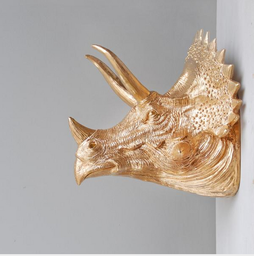 White Moose Triceratops Wall Hanging - Gold