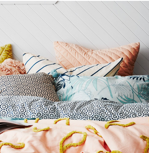 Sage & Clare Ziggy Velvet Sham - Coral / Mustard