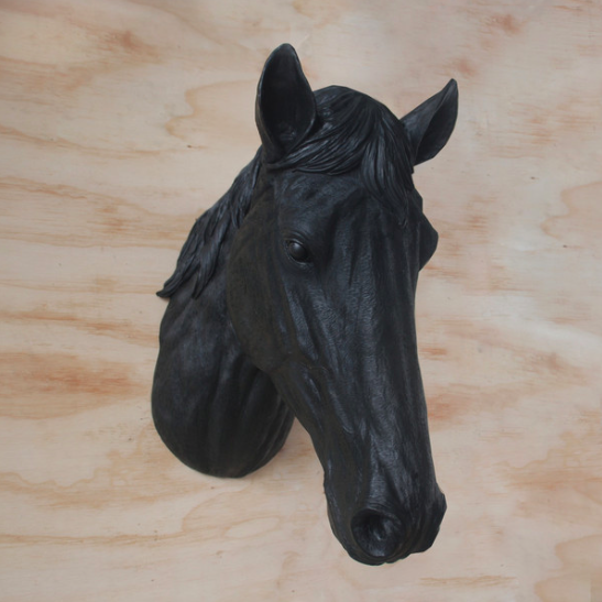 White Moose Resin Horse Head - Black