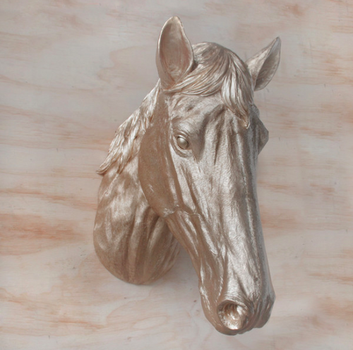 White Moose Resin Horse Head - Gold