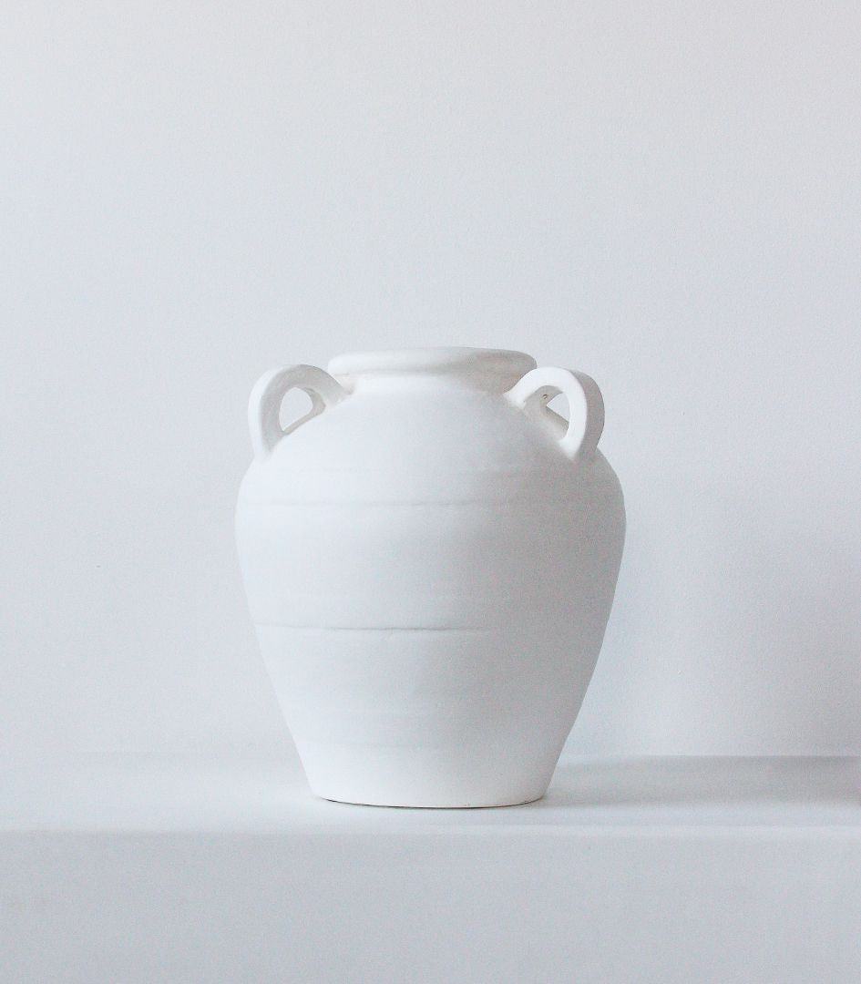 Urn With Handles - Milky White - Medium